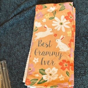 Deborah Connolly Floral Bunny Tea Towel, new w/o tags